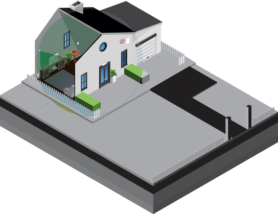 Dessins d'une maison et de son terrain