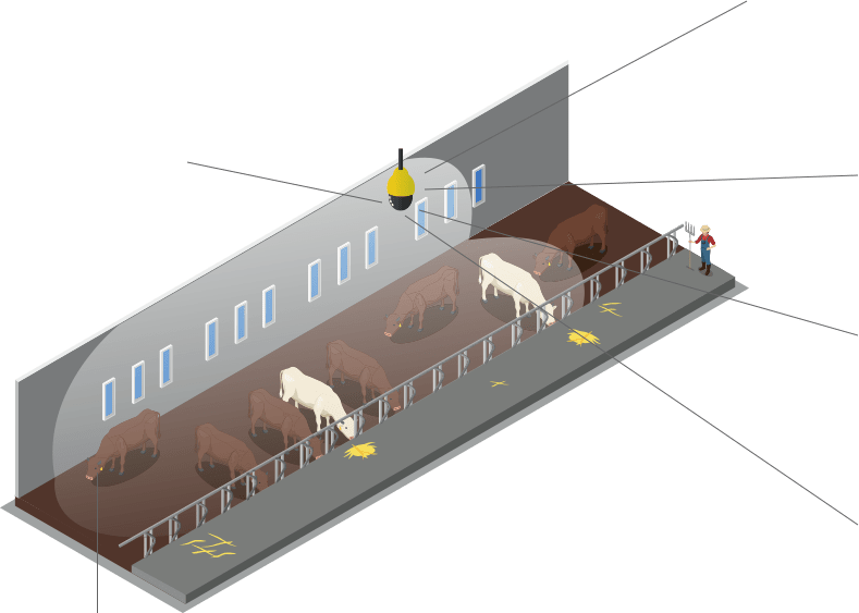 Dessins  de la zone de surveillance d'un tourelle doomax